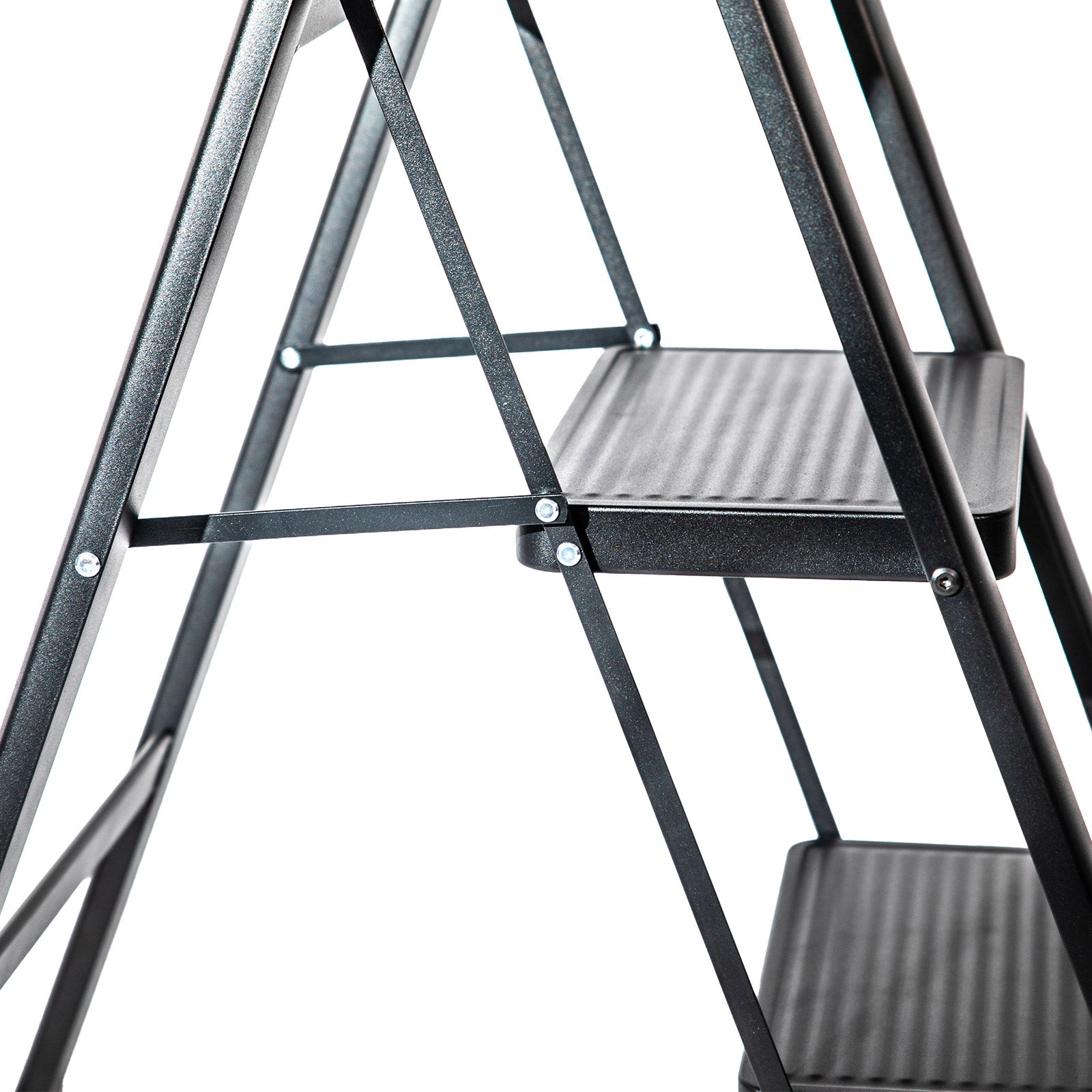 HOSTRÖM Escabeau 2 marches FOLDPACT2, Marche pied pliable, Design ultra-compact, Marches larges 17,5 cm, Acier, Etagère temporaire, Garantie 5 ans - 6
