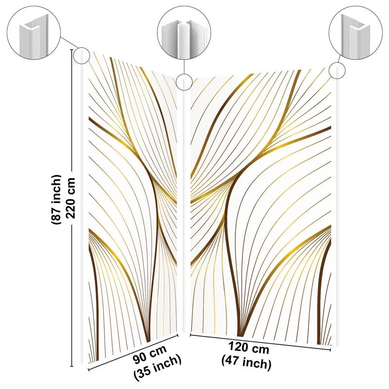 Lot de 2 panneaux de douche en PVC (90x220 & 120x220 cm) + profilés blanc - Sotma - Blanc et doré - 4