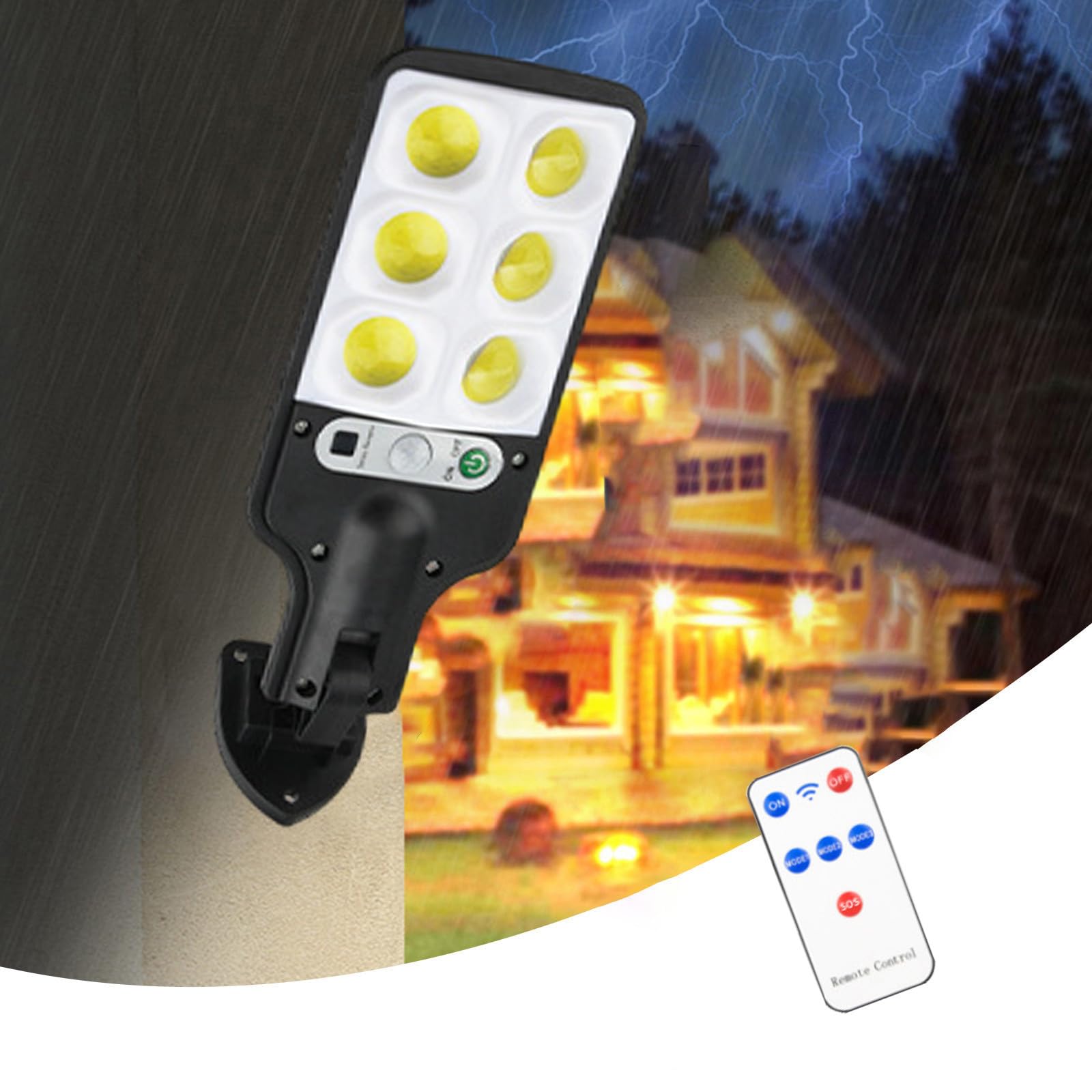 Zewnętrzna lampa solarna z pilotem i 3 trybami, wodoodporna lampa solarna IP44 z czujnikiem ruchu.