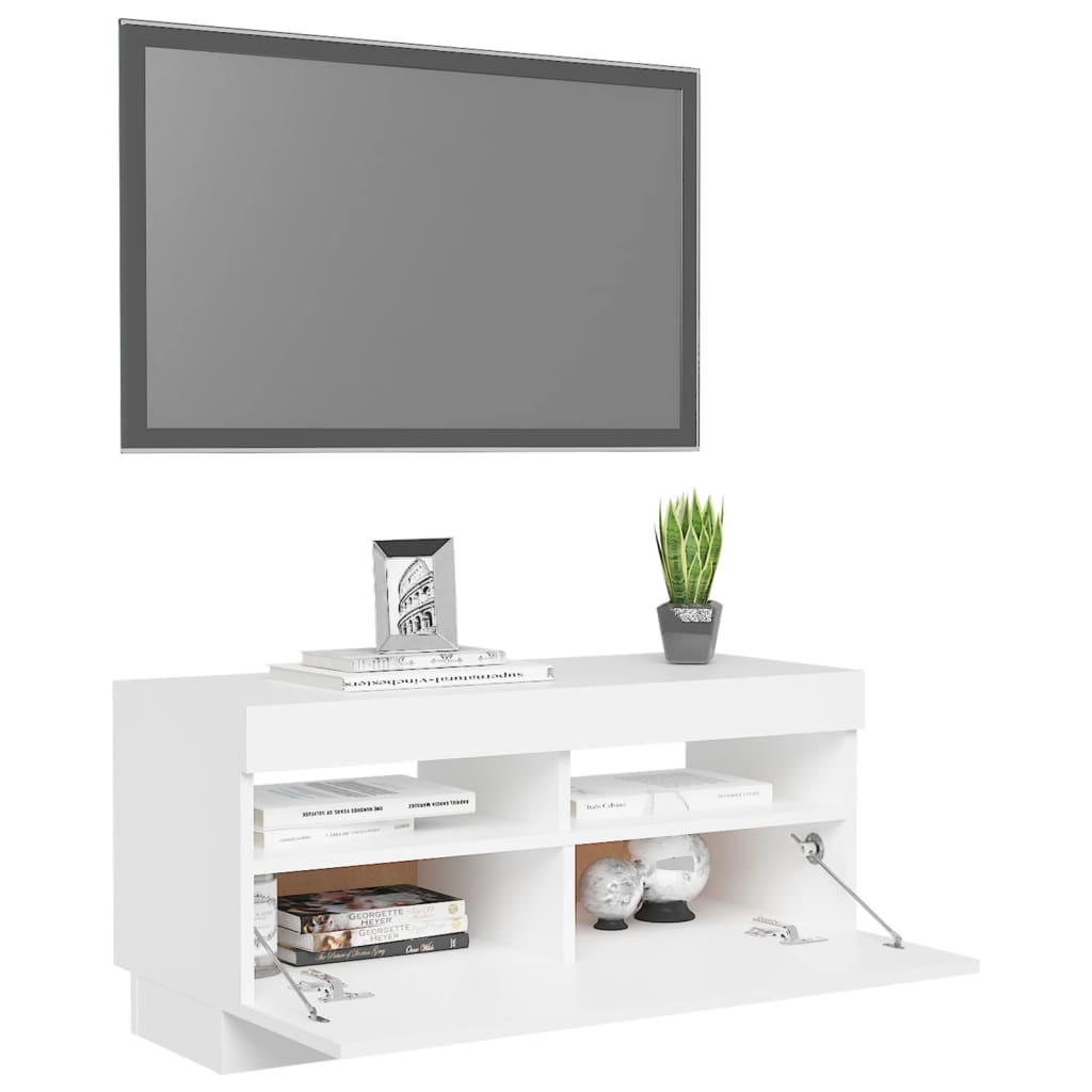 Maison Exclusive - Meuble TV avec lumières LED blanc 80x35x40 cm - 6