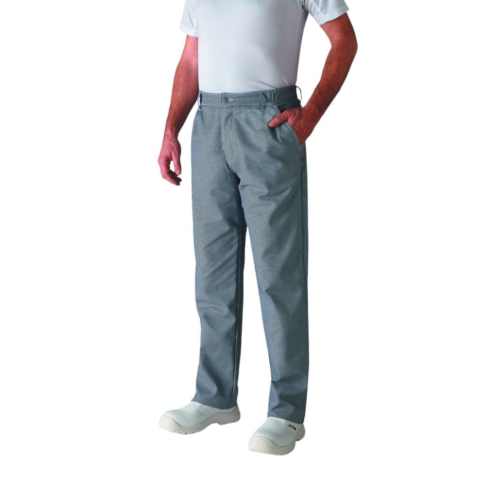 Pantalon De Cuisine Mixte ROBUR - Ceinture élastiquée - Noir - Polycoton - Taille Mi-haute - Sans Poche