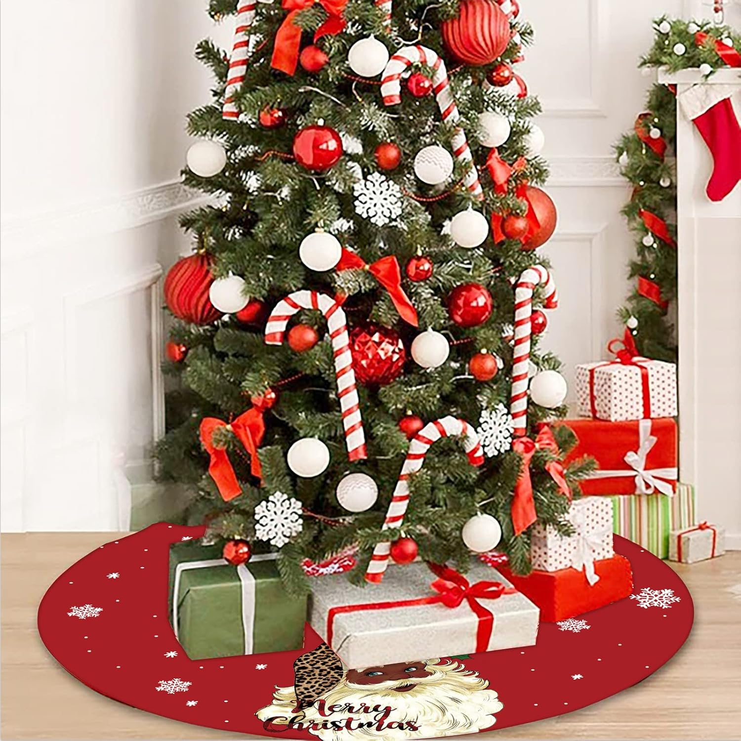 Spódnica choinkowa, spódnica choinkowa Świętego Mikołaja, 29,5 cala, zimowa spódnica choinkowa, odpowiednia do dekoracji świątecznych wewnątrz i na z - 5