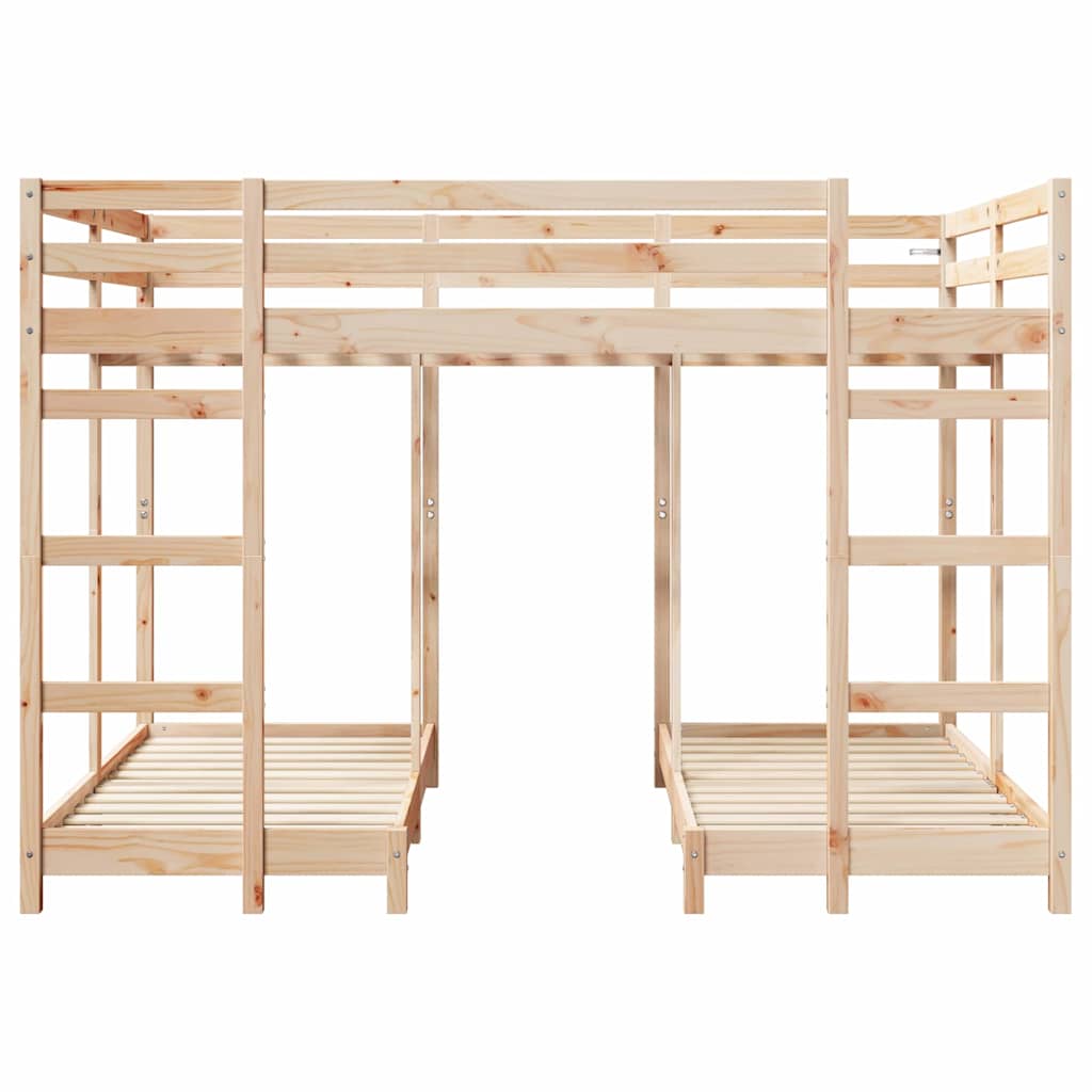 Cadre de lit superposé triple, marron, en pin massif, 140 × 200 cm - 4