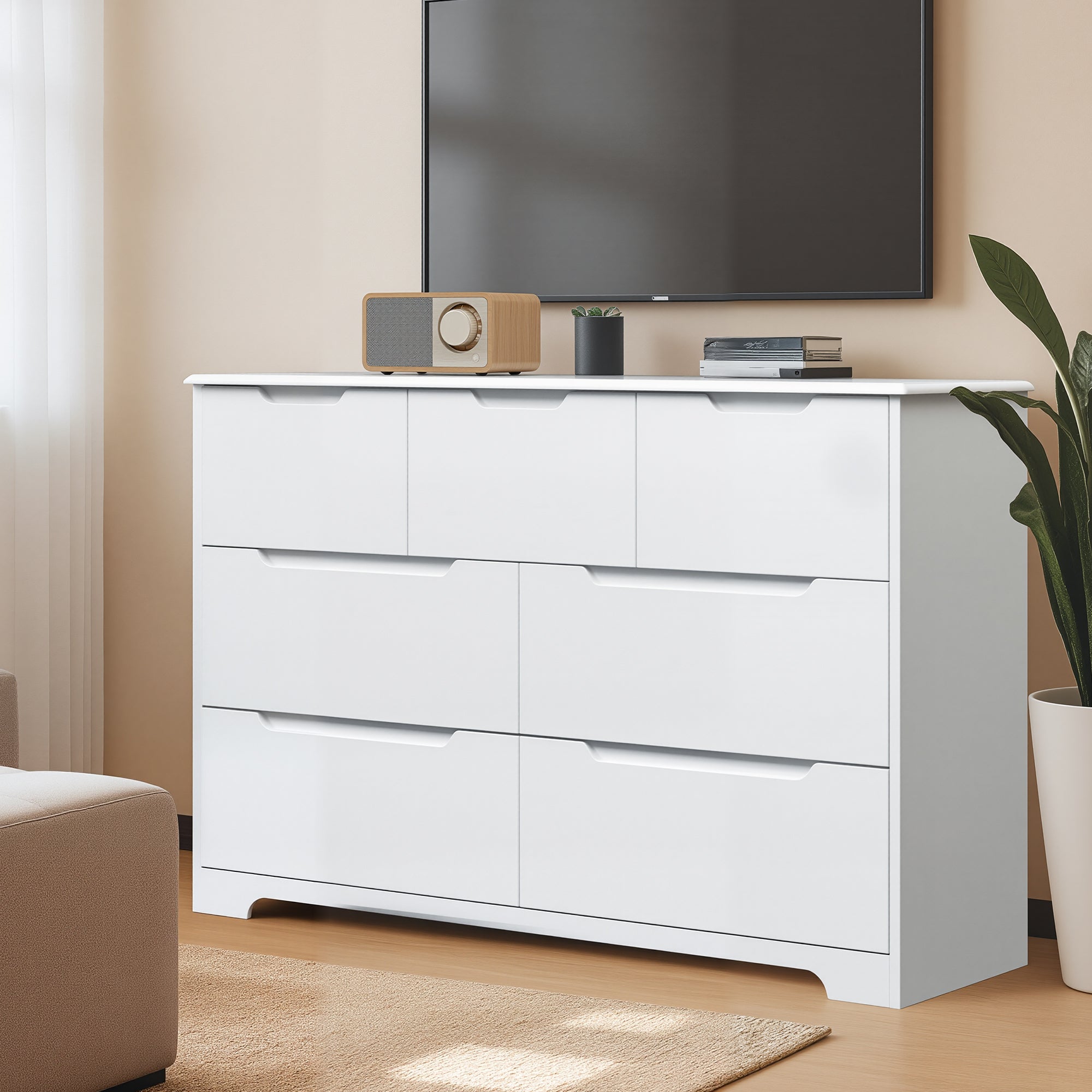 Cómoda de 7 Cajones Blanco 120 x 40 x 83 cm Bealife - 9