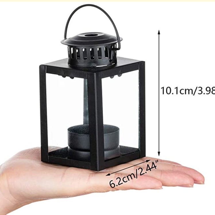 Faroles para velas, faroles de jardín, 4 faroles colgantes pequeños para velas de té, portavelas negros para eventos en interiores y exteriores. - 2