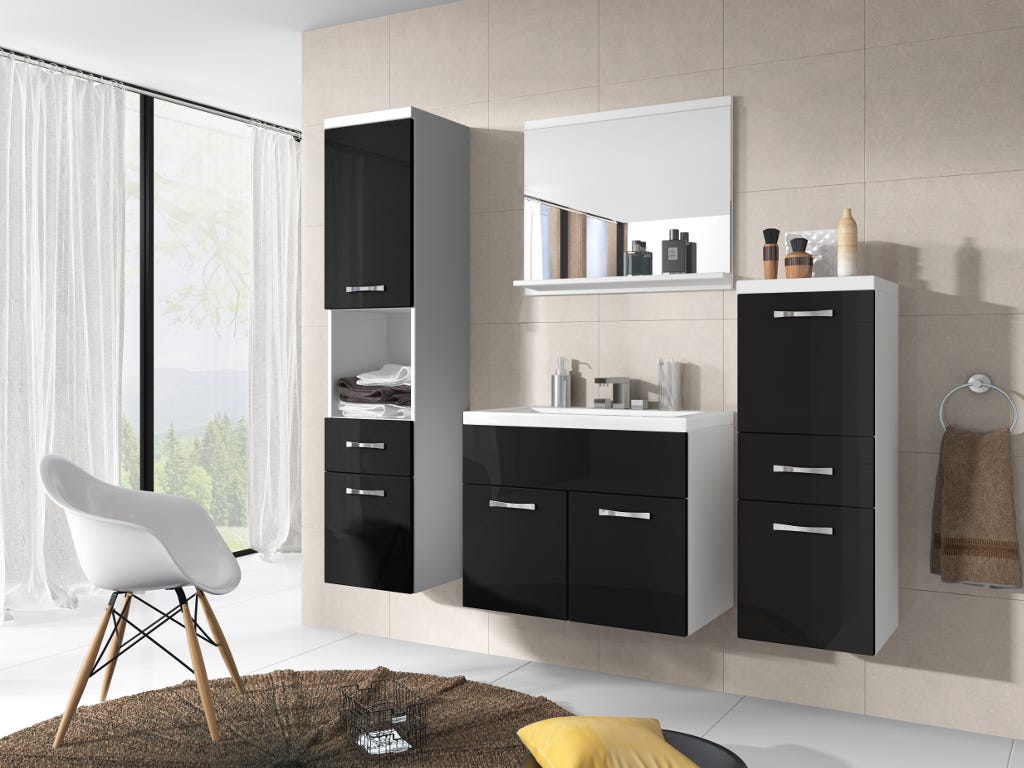 Ensemble CLAUDIA - meubles de salle de bain - laqué noir | Leroy Merlin