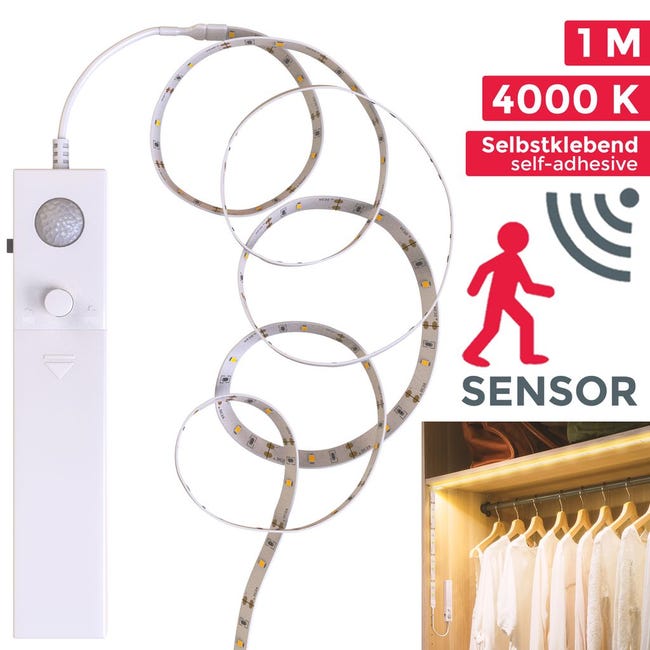 Ruban LED Avec Détecteur De Mouvement – 90 Cm – Rechargeable USB 5V – Pour Escalier, Placard, Sous Le Lit