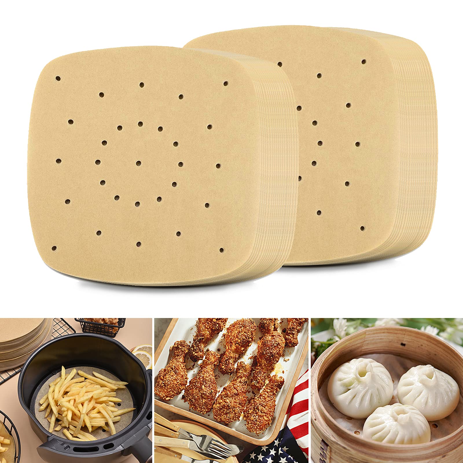 200 Fogli Di Carta Per Friggitrice Ad Aria Da Forno Usa E Getta Foglio Rivestimento Assorbente Uso Domestico 20x20 Cm~p120840725