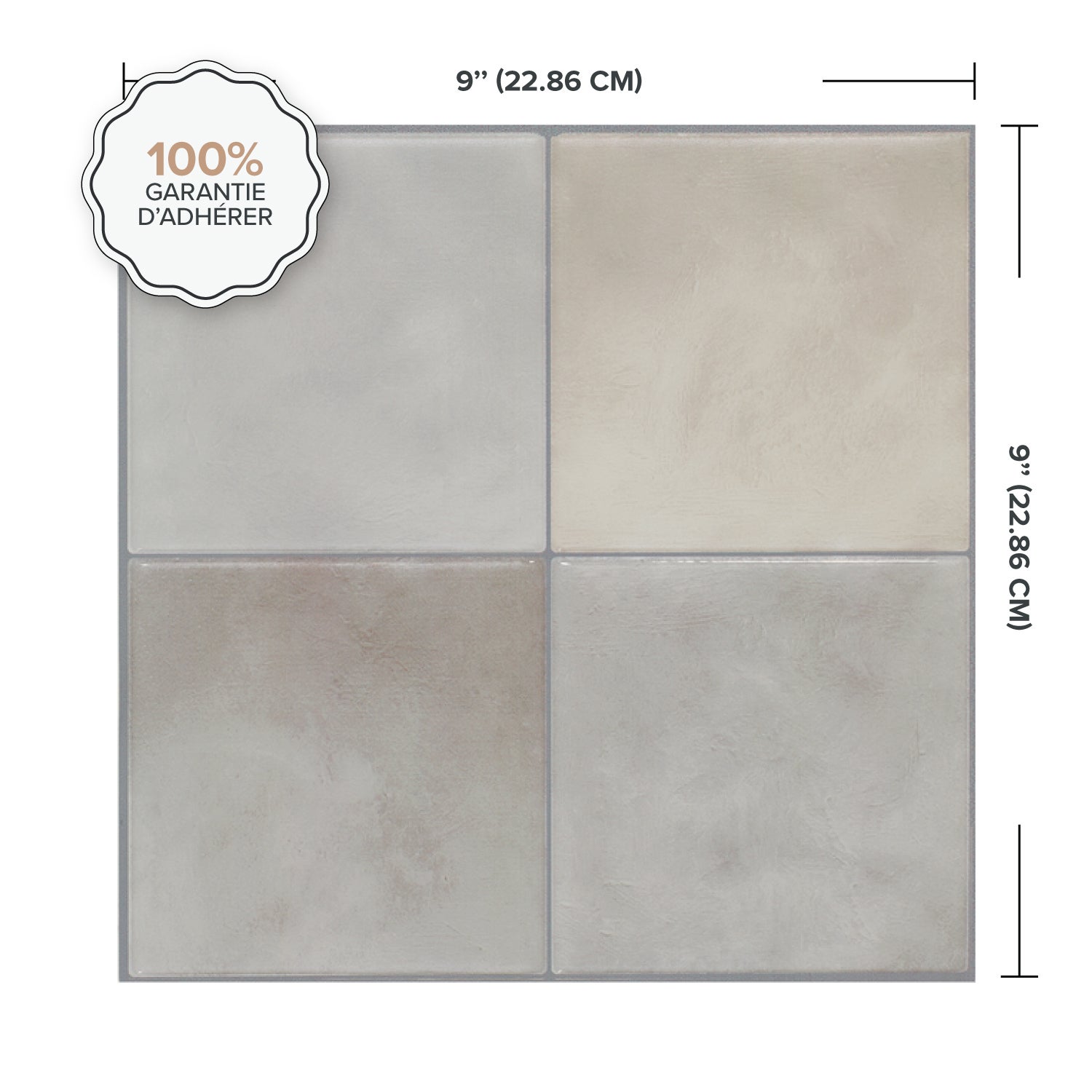 Carrelage adhésif mural x4, 22.86x22.86cm - Smart Tiles Zellige Fes sticker décoratif salle de bain & cuisine - 4