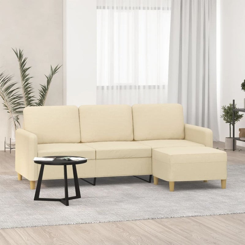 Sofa 3-osobowa, kremowa, 180 cm, tapicerowana tkaniną vidaXL