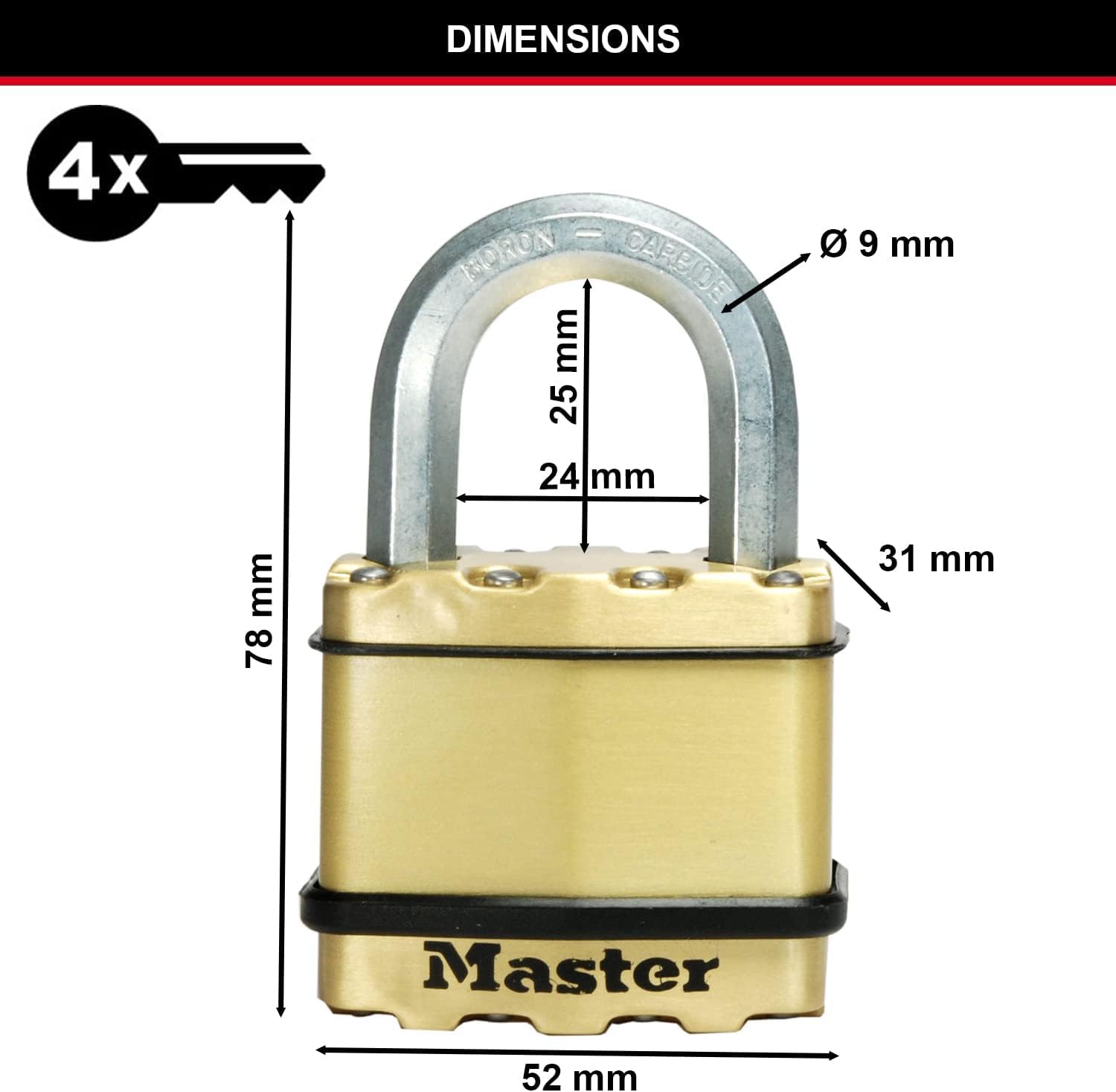 Cadenas Excell 2 pcs Laiton massif 52 mm M5BEURD Master Lock - 7