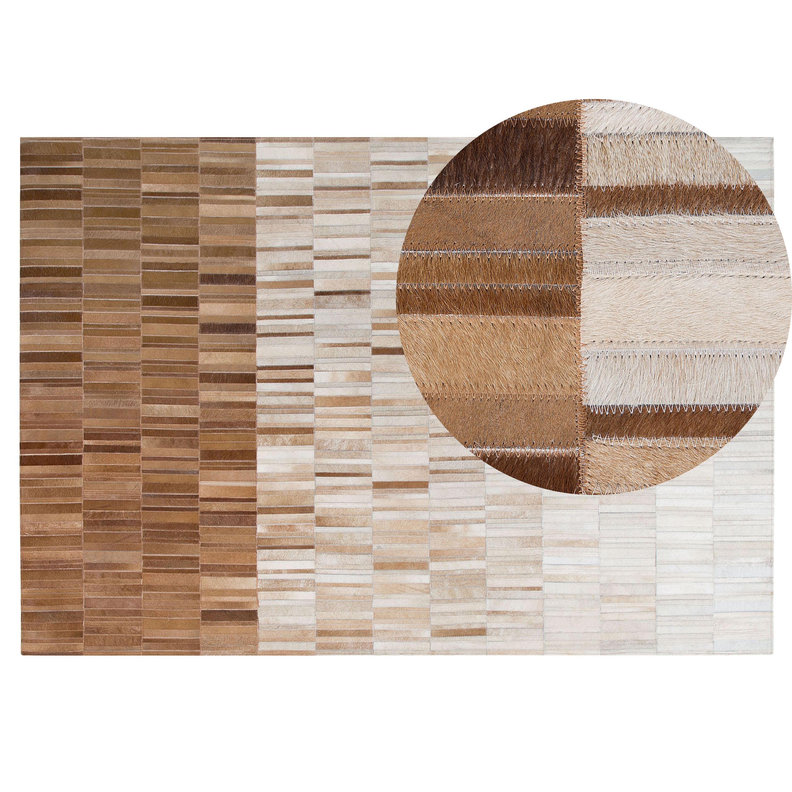 Beliani alfombra de piel de vaca beige claro/marrón claro 140 x 200 cm yagda