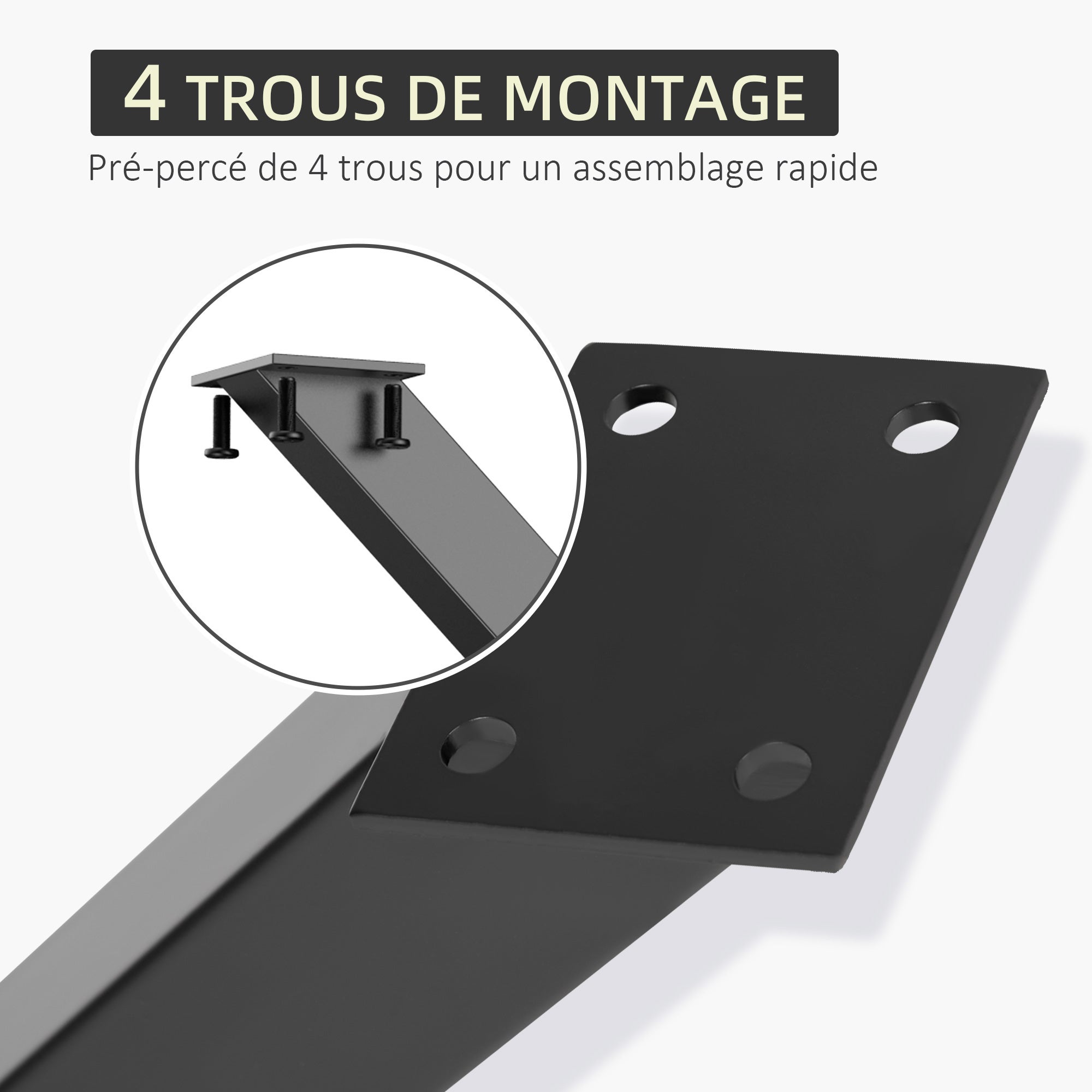 Pieds de Table en Acier Acier HOMCOM - 4