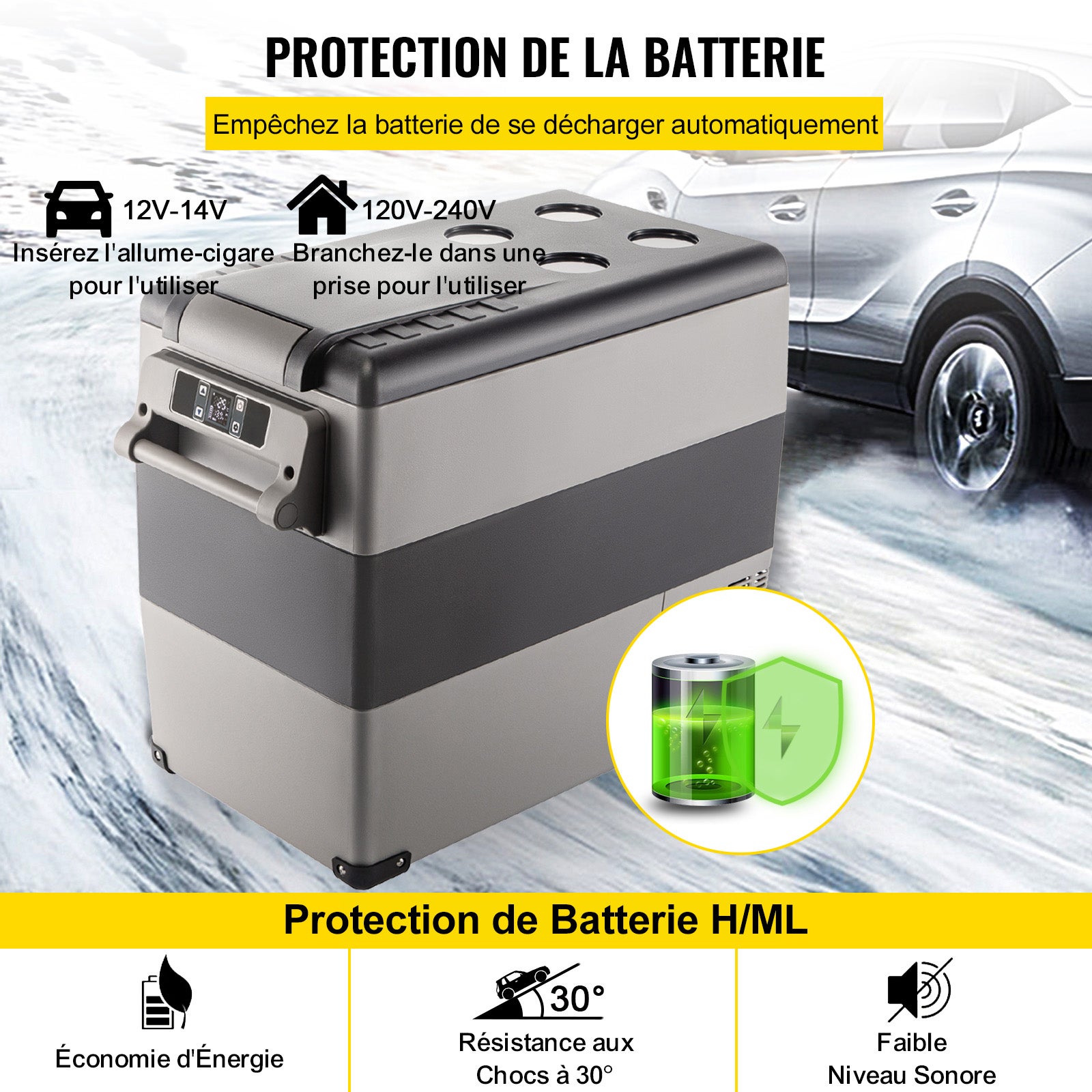 Frigorifero auto 49L,SucceBuy mini congelatore portatile con compressore,refrigeratore elettrico per auto,camion,uso esterno e domestico,argento - 8