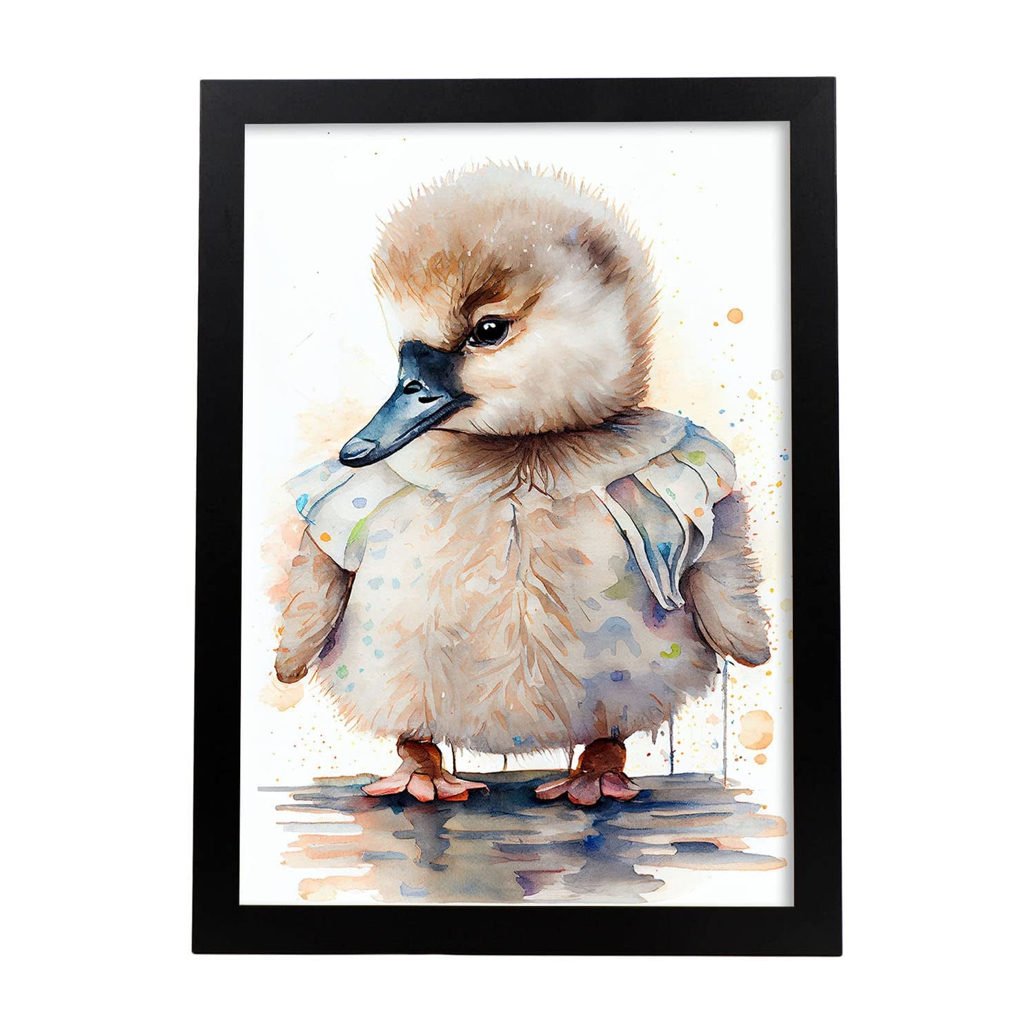 Nacnic poster de cisne en estilo acuarela ilustraciones infantiles a todo color de animalitos bebé sobre fondo blanco a3 marco negro