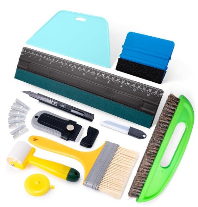 Juego de 24 herramientas para empapelar, herramientas para película de empapelar, kit para empapelar con brocha para pasta y herramientas para em