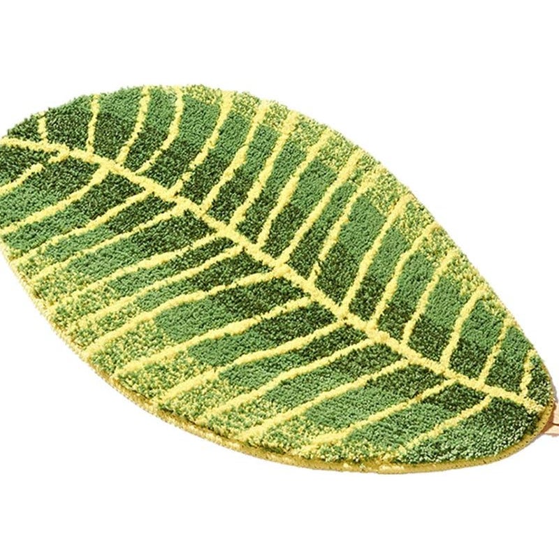 Mata łazienkowa antypoślizgowa, miękka mata łazienkowa z mikrofibry, chłonna, nadająca się do prania w pralce, mata w kształcie liścia, mata kuchenna