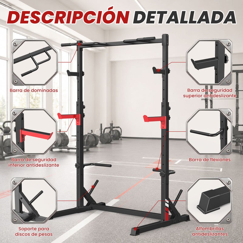 Rack de Agachamento Multifuncional Tudo em Um e Suporte para Barra com Barras de Segurança Antiderrapantes – Capacidade Máxima de 300 kg - 2