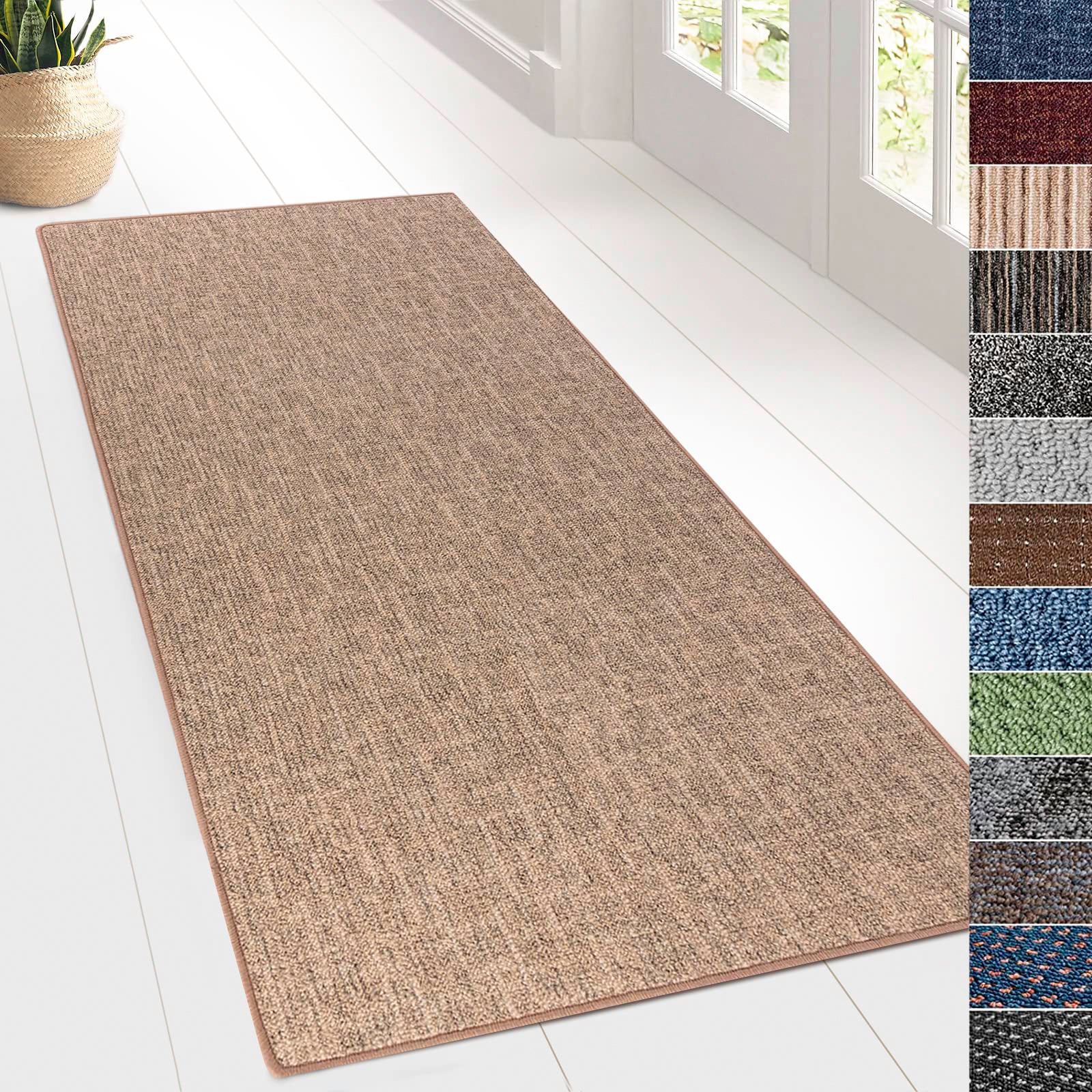 Tapis pour espaces de vie Alto, bouclé plat, Beige, 80 x 600 - 2