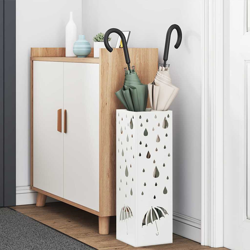 Porte-parapluie blanc 15,5 x 15,5 x 49 cm acier - 3