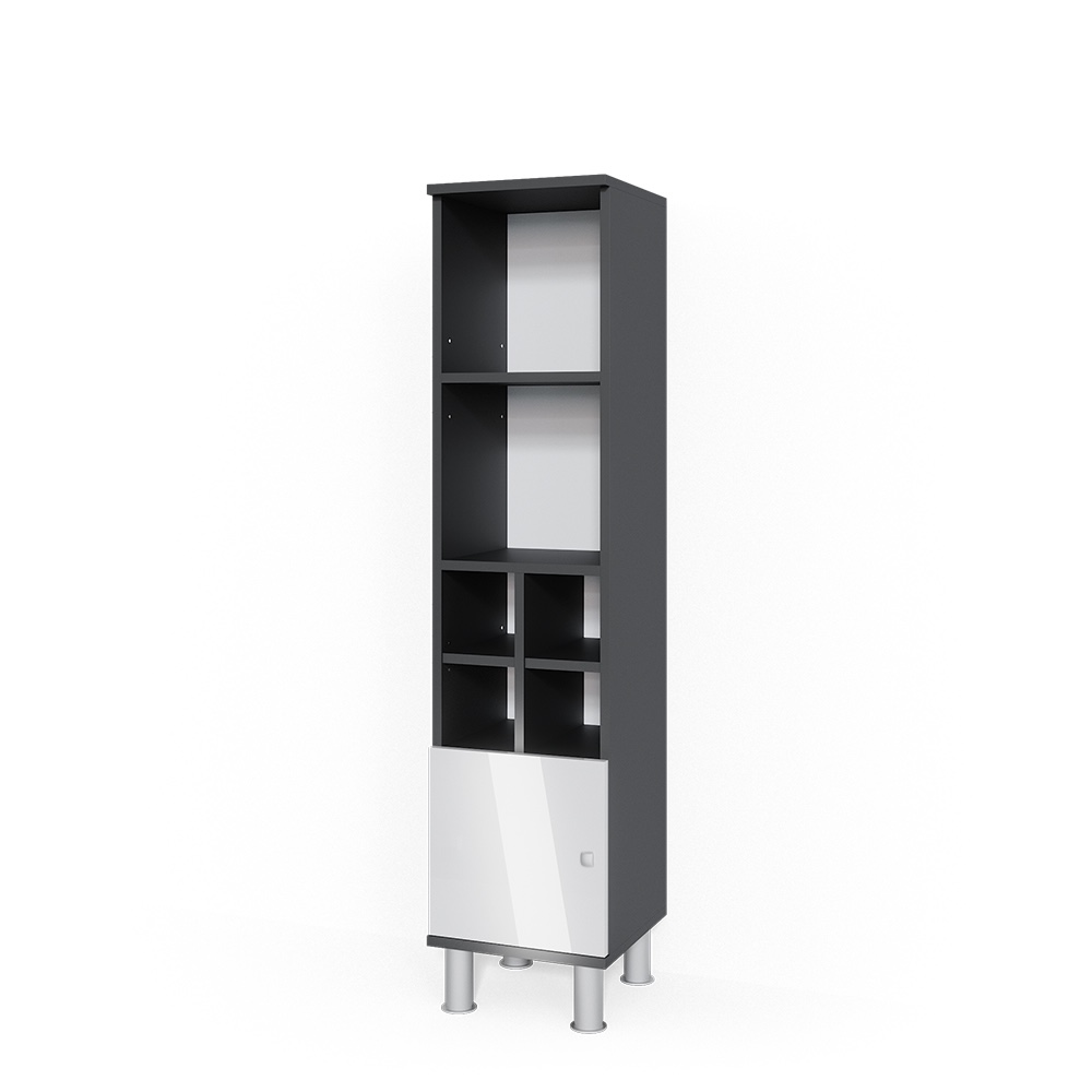 Vicco Szafka łazienkowa Fynn, Biały wysoki połysk, 30 x 130.6 cm małe drzwi