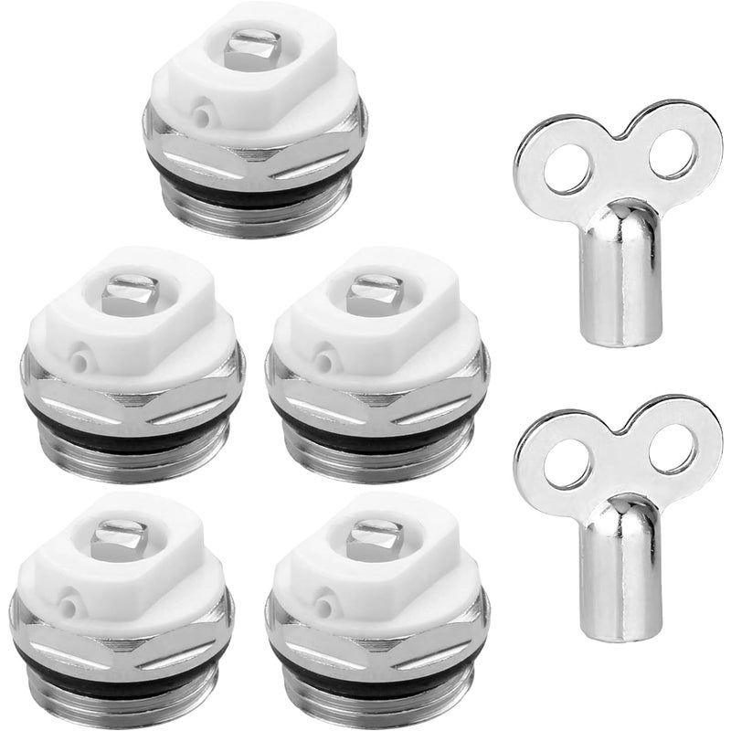 Zestaw 5 zaworów odpowietrzających do klucza odpowietrzającego do grzejników,klucz odpowietrzający do grzejników 1/2 cala,odpowietrznik do grzejników