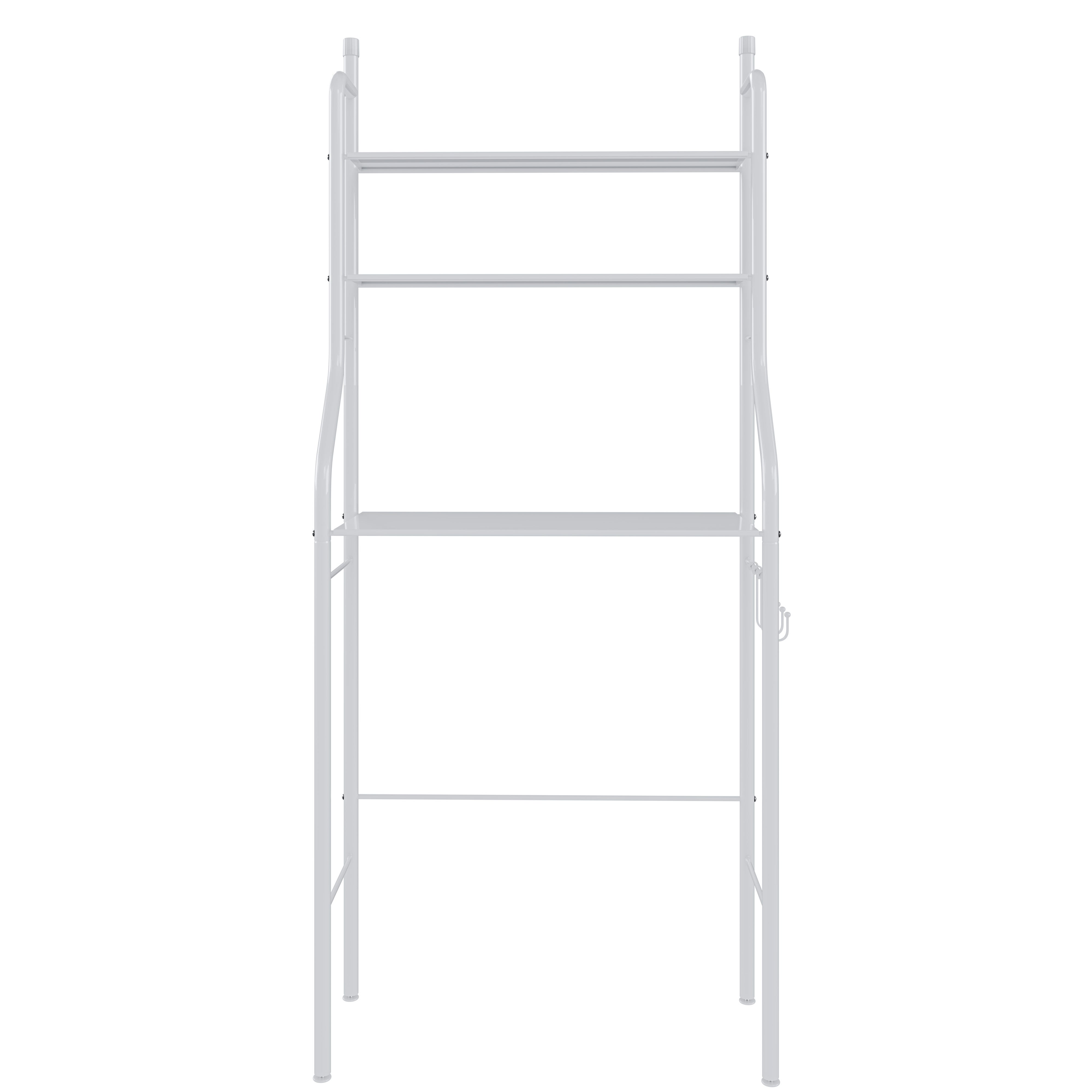 Scaffale Bagno 3 Mensole Ripiano Superiore Mobile Sopra Lavatrice Lavanderia Ripiani Per Appoggio Organizer Da Parete In Metallo 152x65x25 Cm Bianco - 9