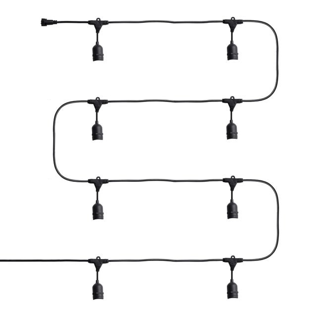 Douille Noire Pour Guirlande Lumineuse E27 - Pour Câble Rectangulaire 6x10 Mm - Puissance Max 40W - Installation Facile