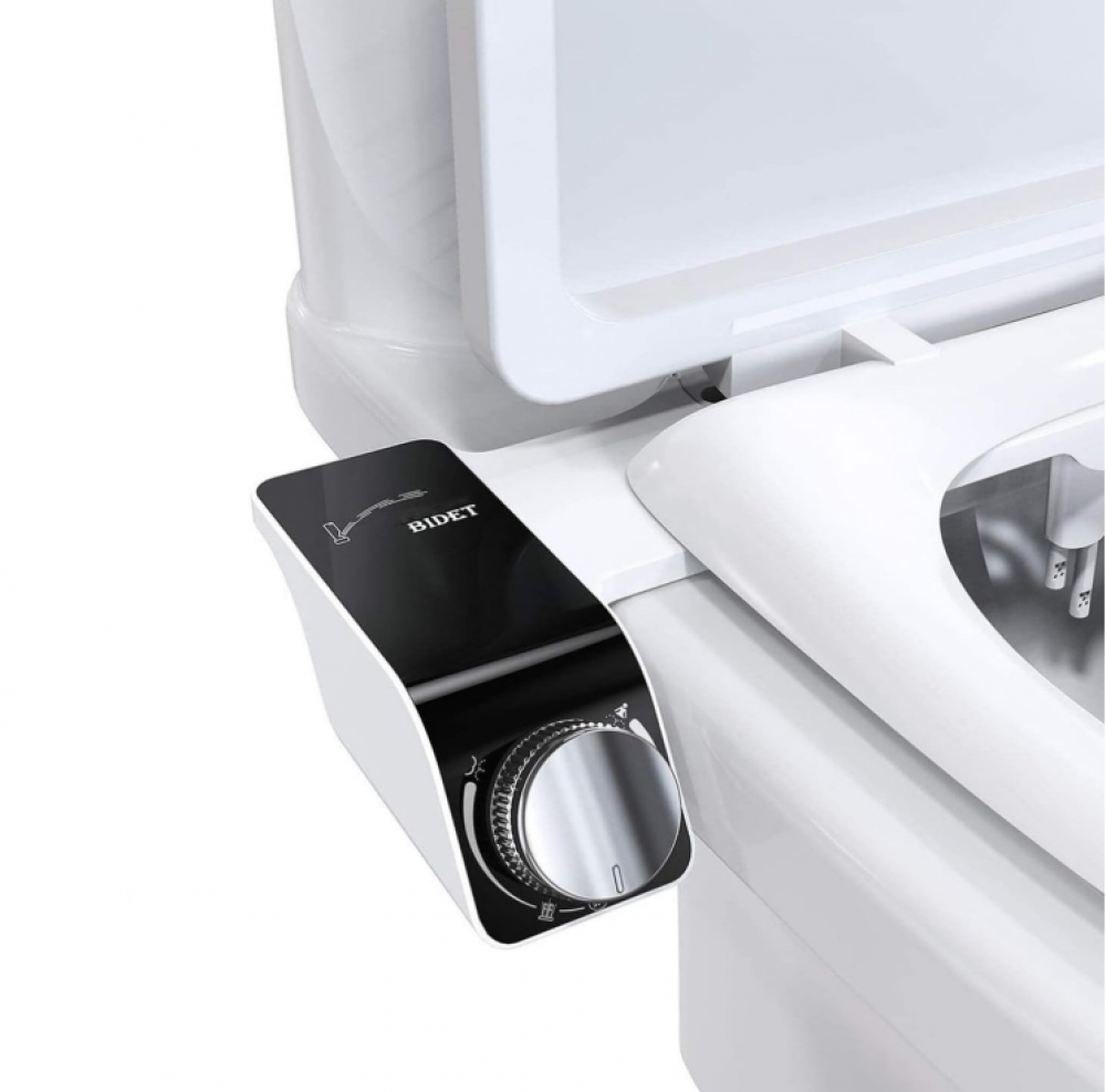 Bidet na deskę sedesową, woda na deskę sedesową, mycie przednie i tylne z podwójnymi dyszami samoczyszczącymi i regulacją ciśnienia