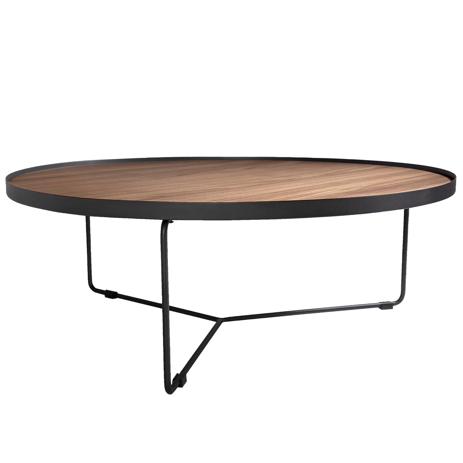 ANGEL CERDA Table basse ronde en noyer et acier noir - 3