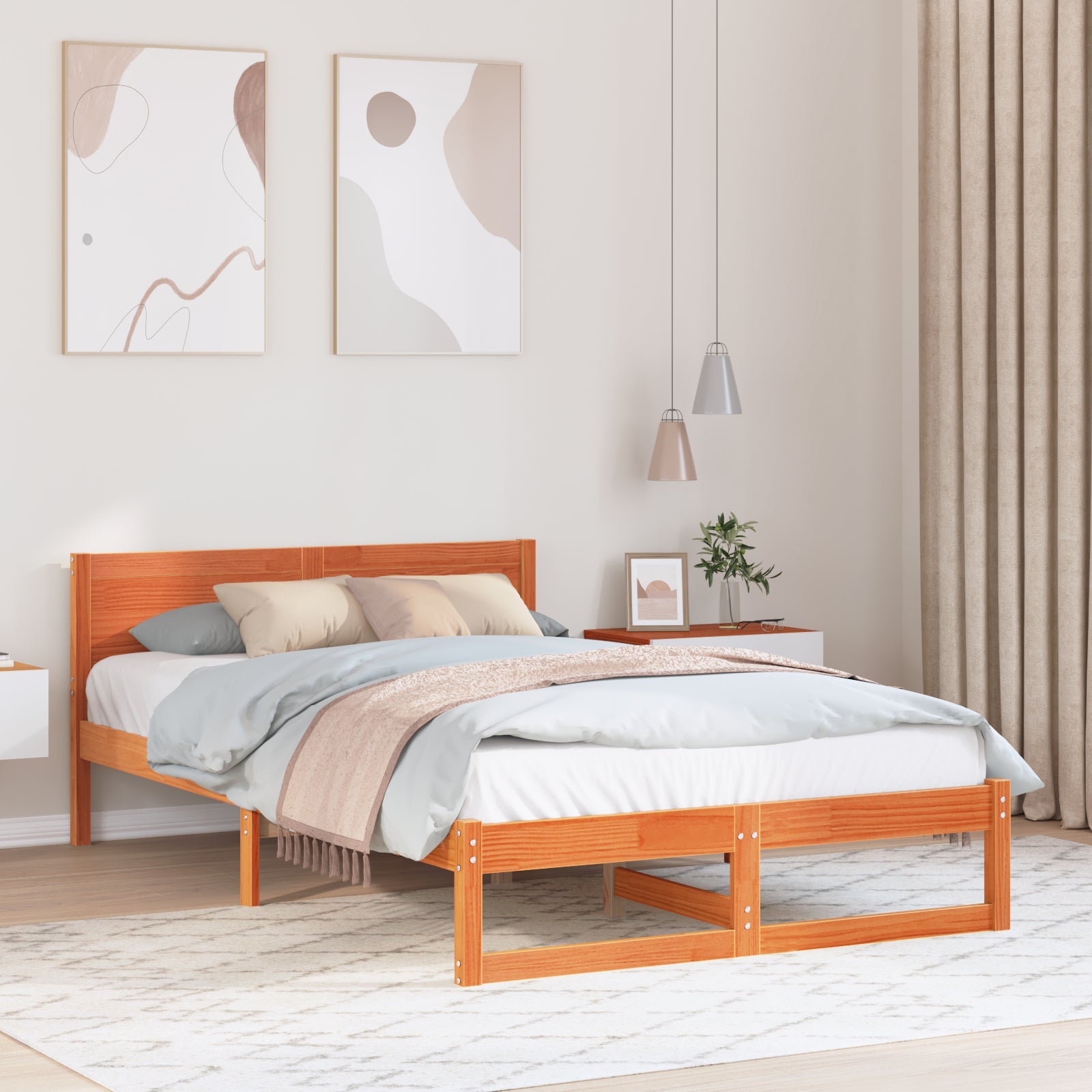 Ramka łóżka Woskowy Brąz 120 x 190 cm Lite drewno sosnowe vidaXL