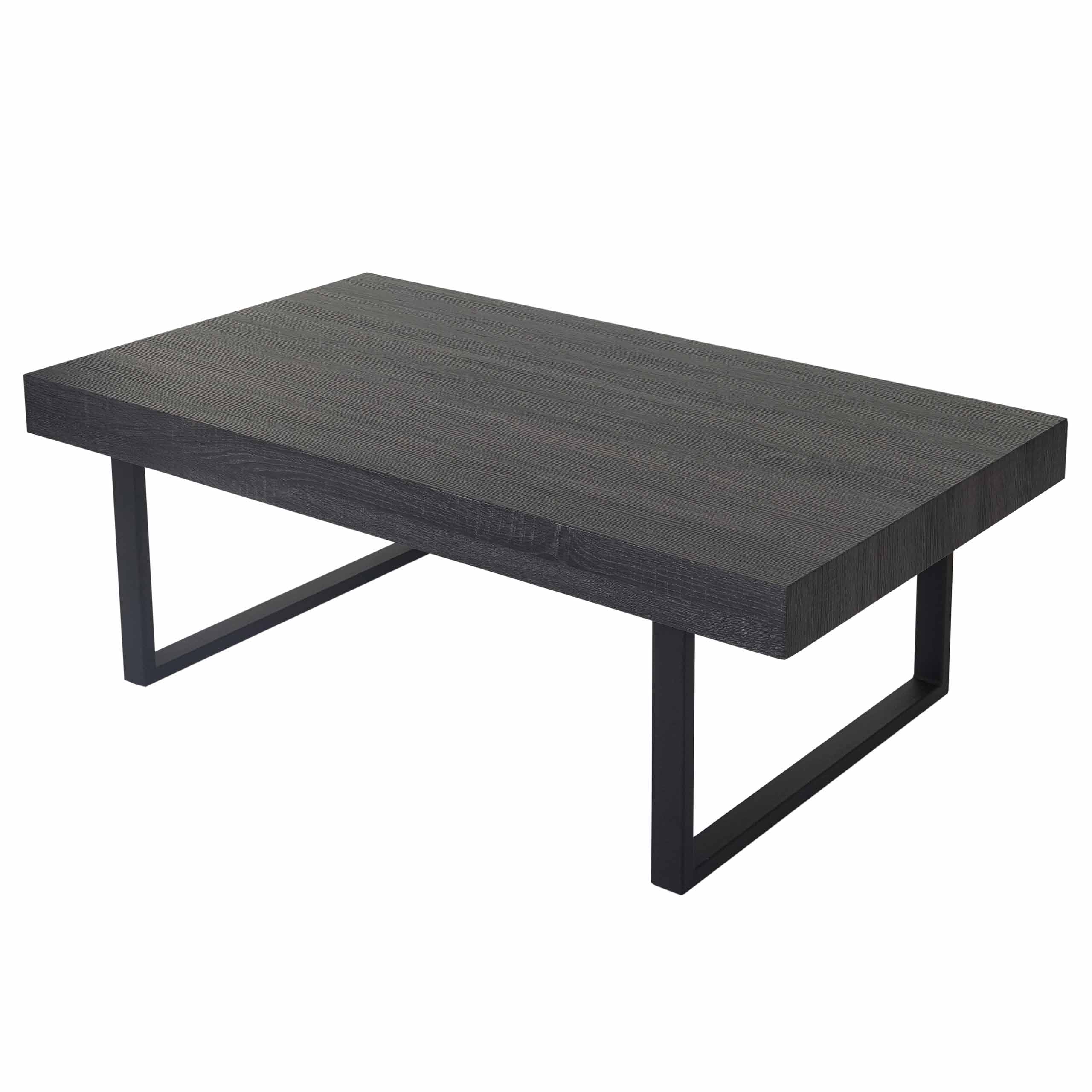 Kos T576 stolik kawowy, stolik do salonu, 40x110x60cm z certyfikatem MVG ~ Wygląd czarnego dębu, ciemne metalowe nogi