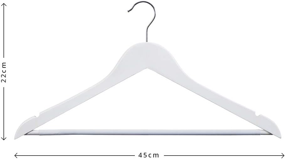 MAISON CONFORT | Lot de 20 cintres en bois antidérapants | Couleur blanche | Design fin et élégant | Bois massif - 2