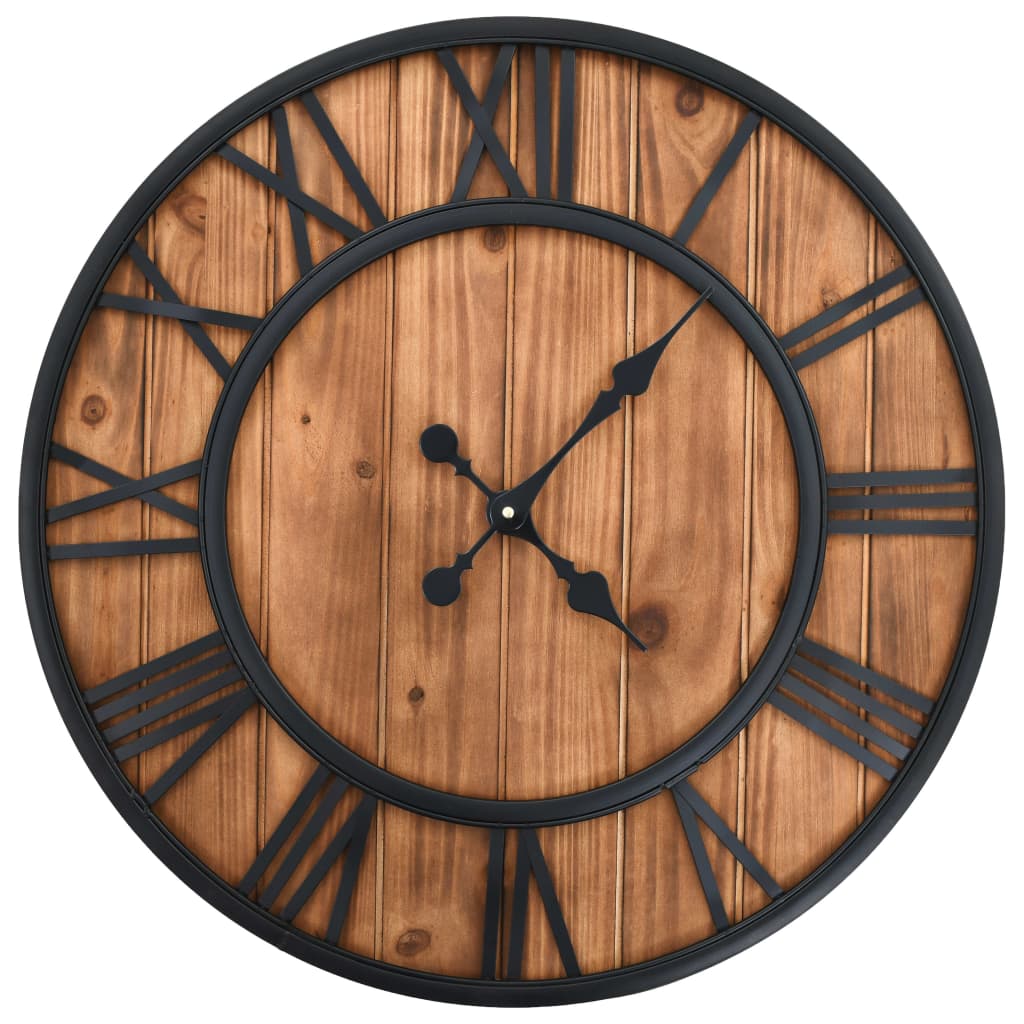 Reloj de pared vintage de cuarzo Madera y metal 60 cm XXL Leroy