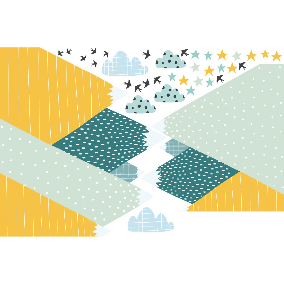 Adesivo di montagna ziska + 100 stelle fosforescenti - Sticker adesivo - adesivi murali - 60x90cm - 8