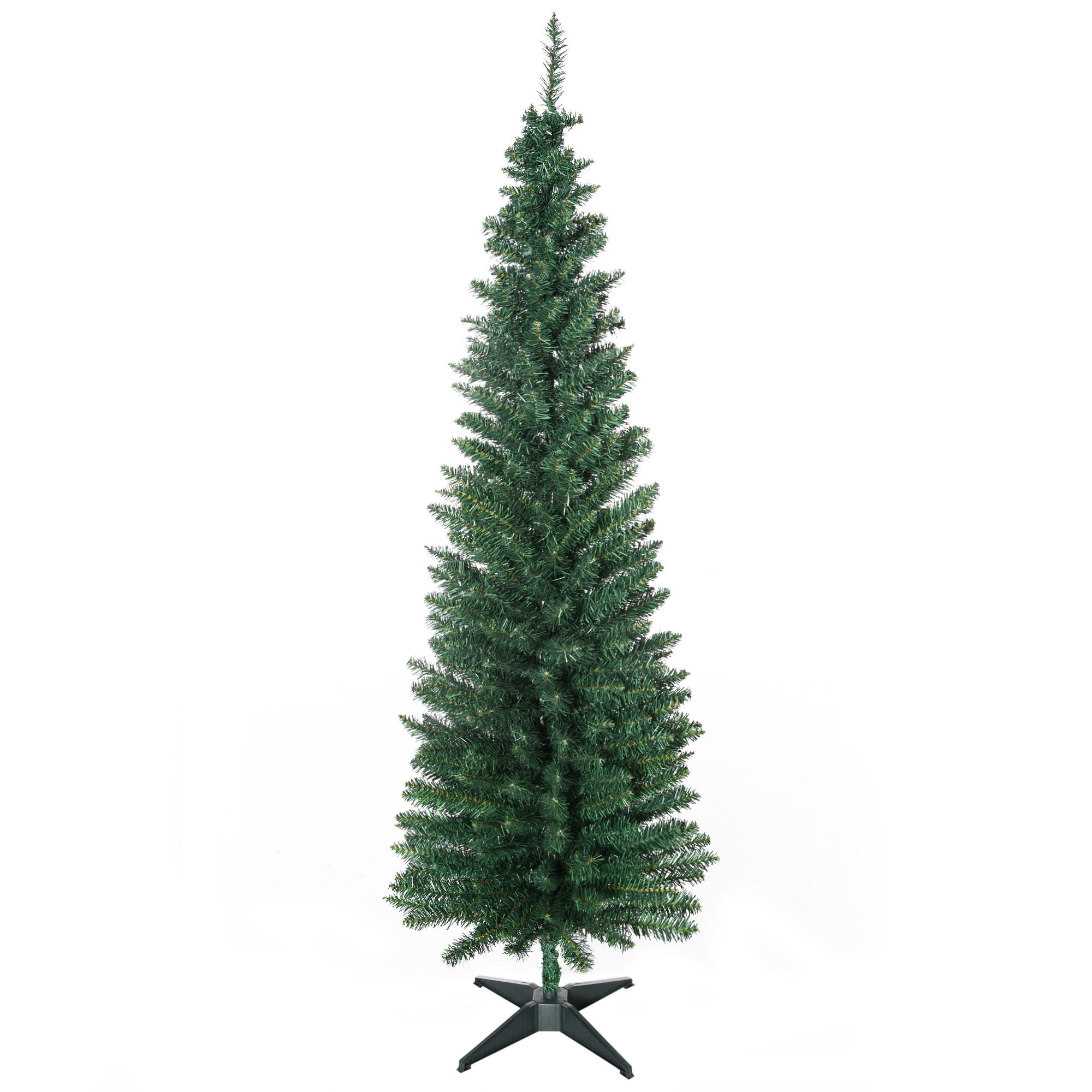 Sapin Noël artificiel étroit 180 cm 390 branches vert, base détachable, assemblage facile, décoration fêtes - 2