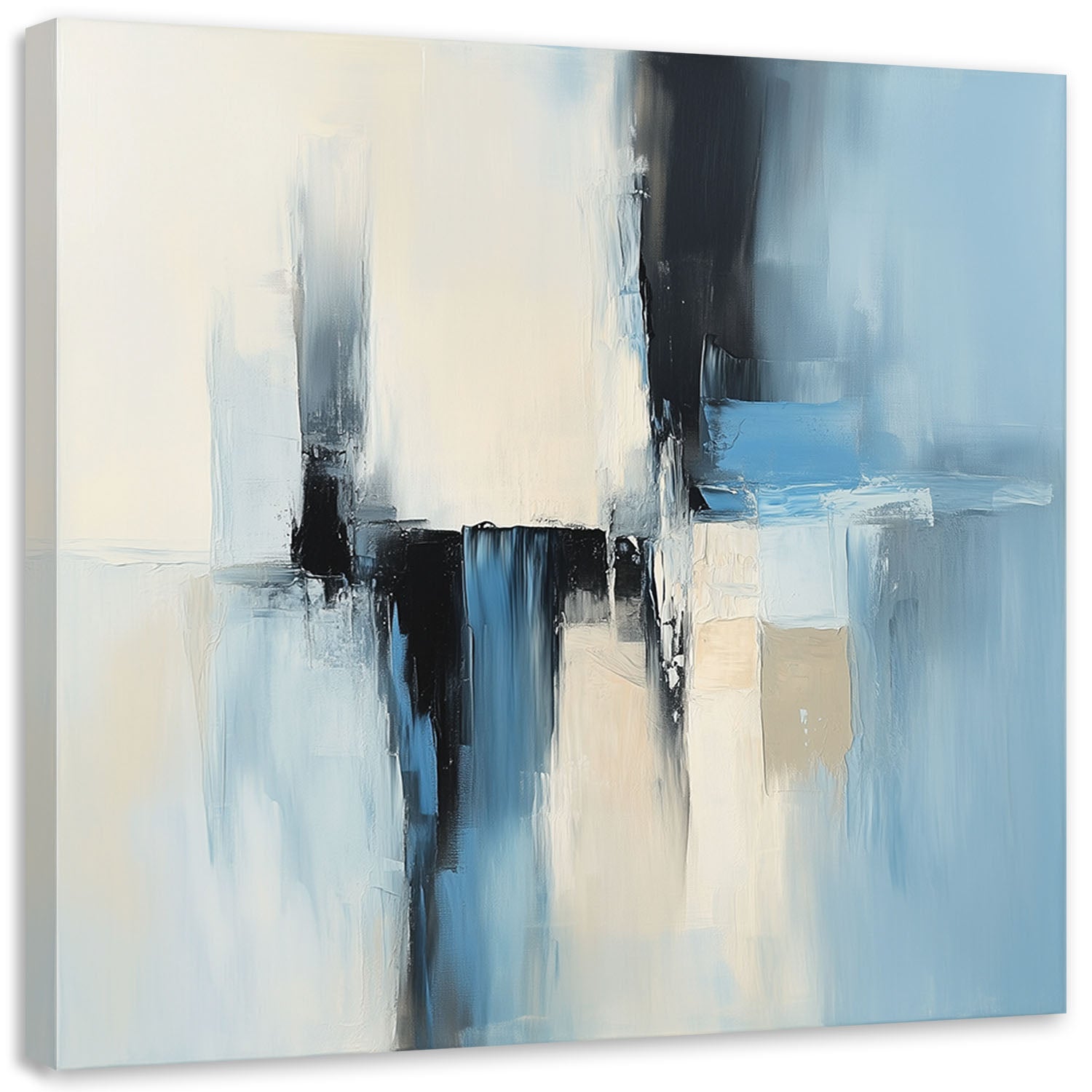 Obraz do salonu sypialni loft, Abstrakcja beżowy niebieski 40x40