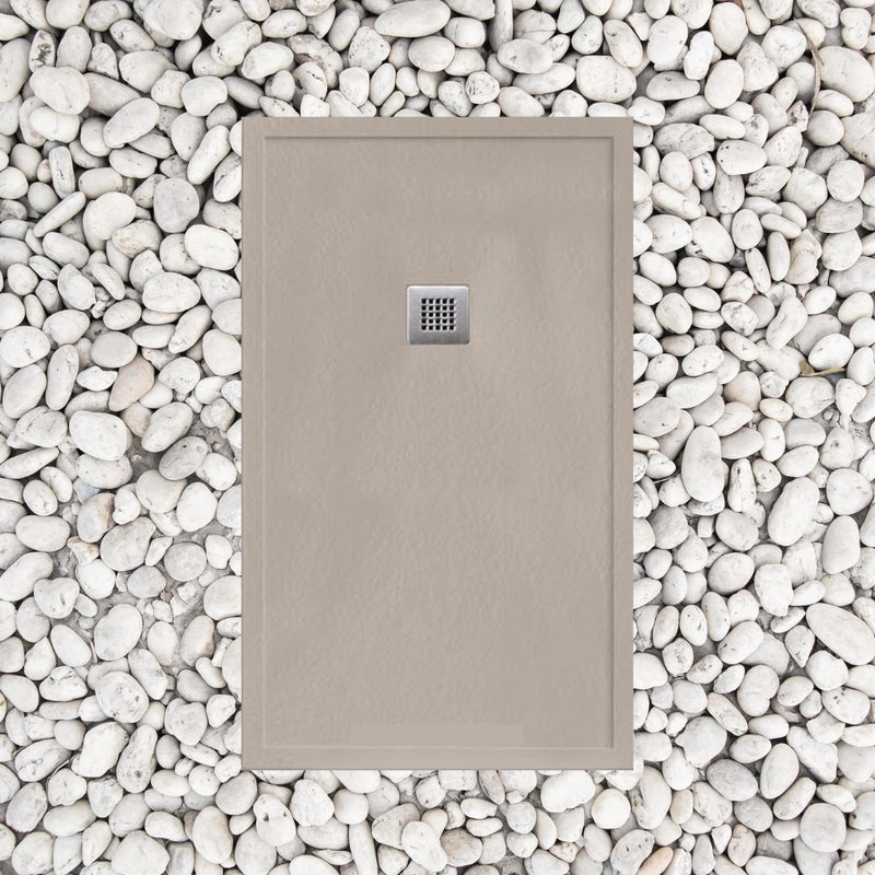 Brodzik Vulcano Line MAX 160x80 cm moka z żywicy i proszku marmurowego z wolnym odpływem - FRASCIO