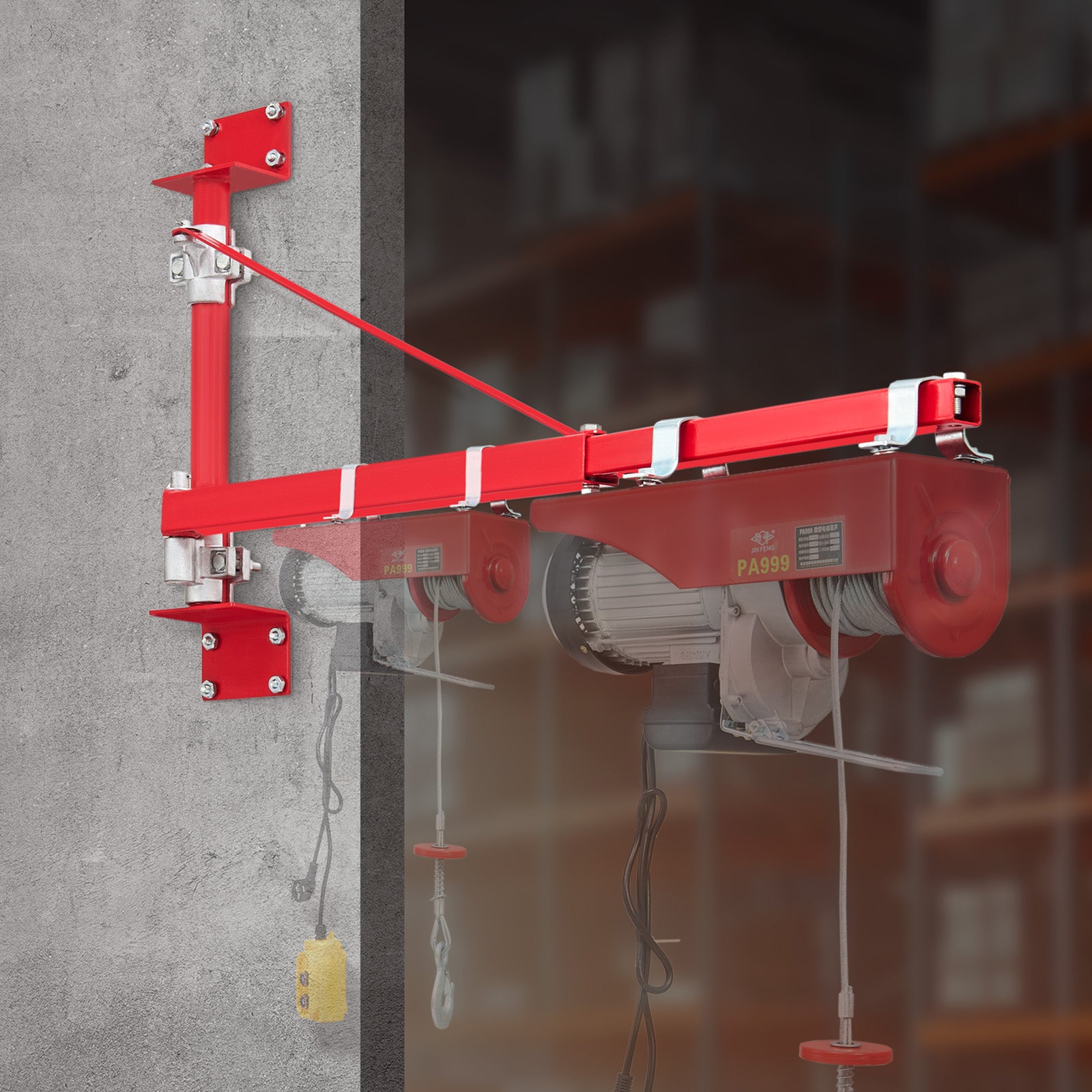Bras de support de palan électrique,VEVOR capacité de charge 300 kg,bras pivotant support palan avec poteau,cadre de palan acier,levage de palan - 8