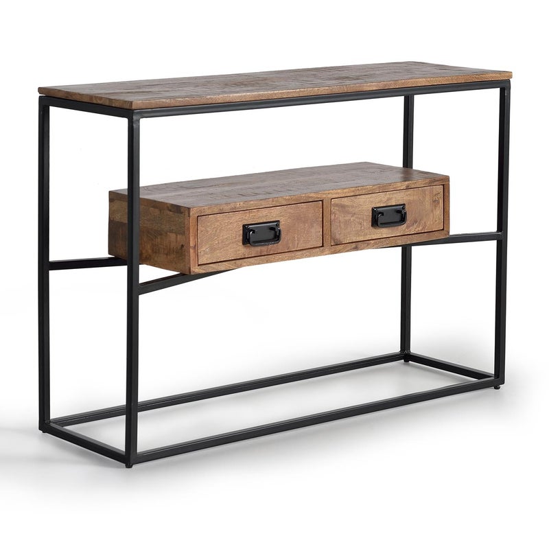 Konsola z drewna manguier i metalu