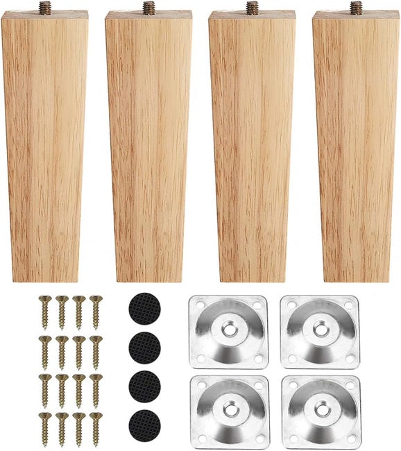 Set De 4 Pieds Pour Meubles - Bois Massif - Canapé, Armoire, Table - Neuf
