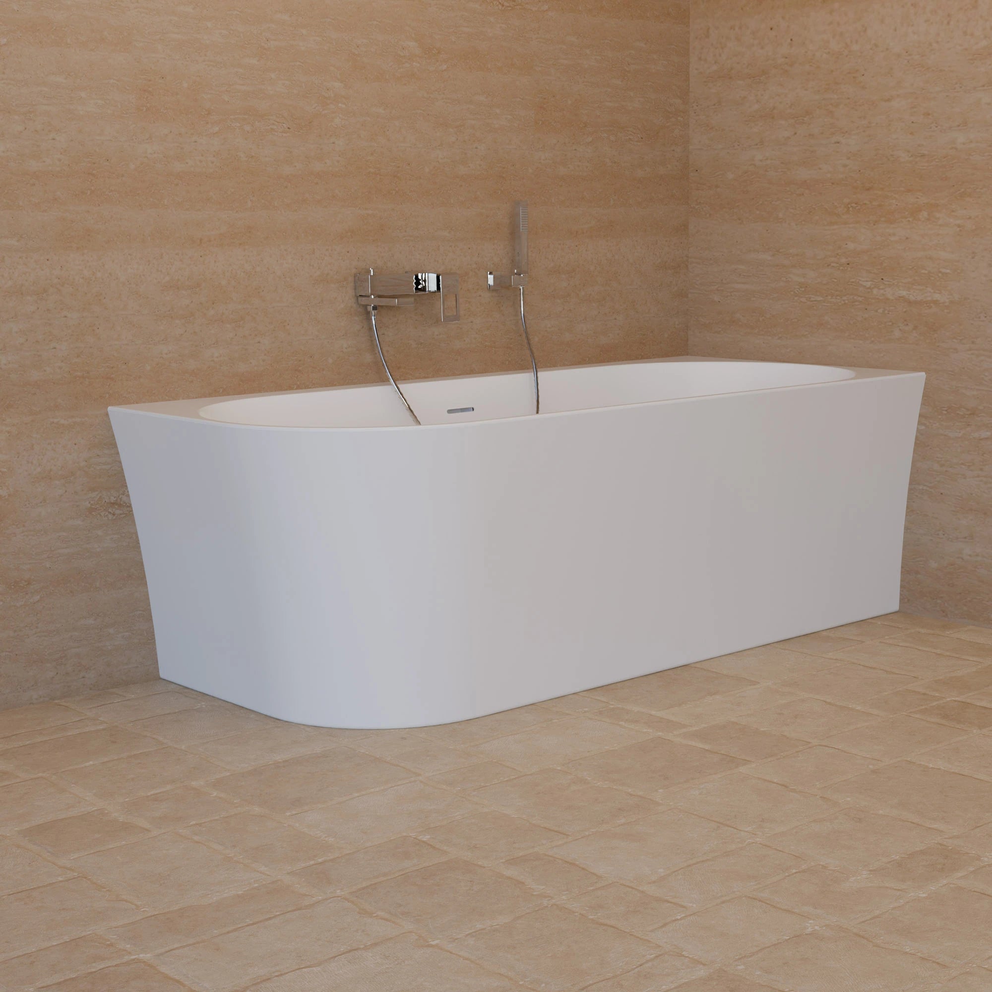 Baignoire Semi-îlot Murale D'angle Cosmic 170 Droite Blanche 170 X76 X58 Cm, By Spalina - 3
