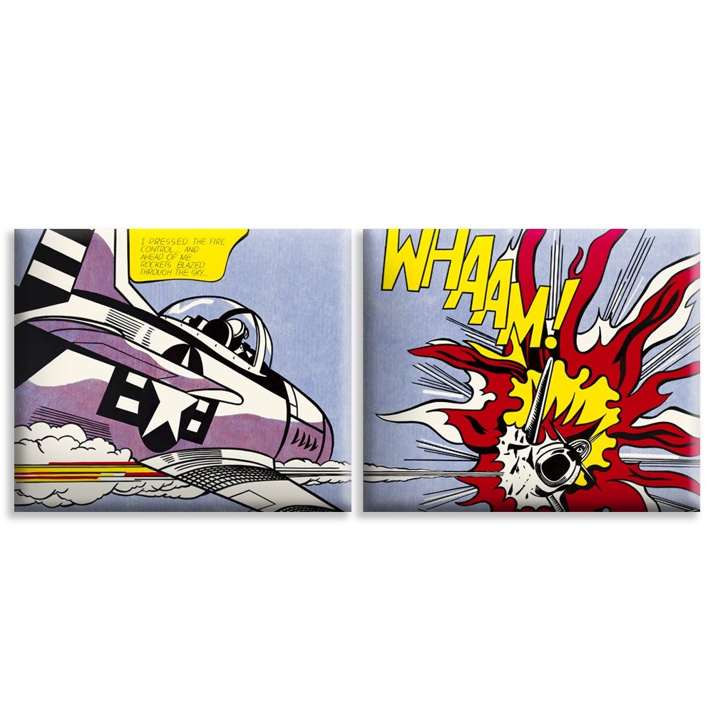 KONTROLA POŻARU - Roy Lichtenstein - 2 obrazy wydrukowane na płótnie i oprawione w drewnianą ramę 83 x 70 cm