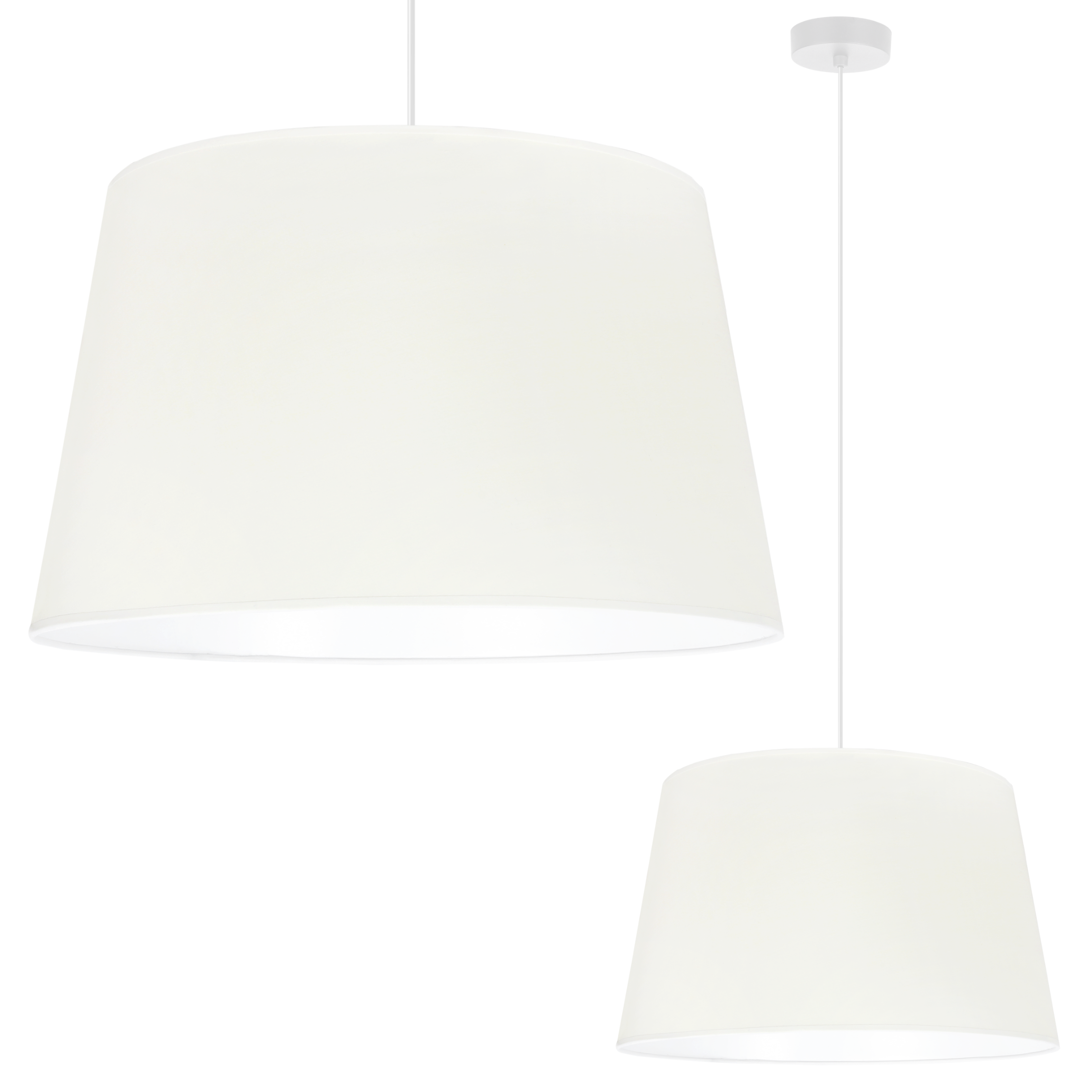 Lampa sufitowa wisząca Juta biała boho 1xE27 abażur okrągły stożek 44cm kremowy Light Home LH