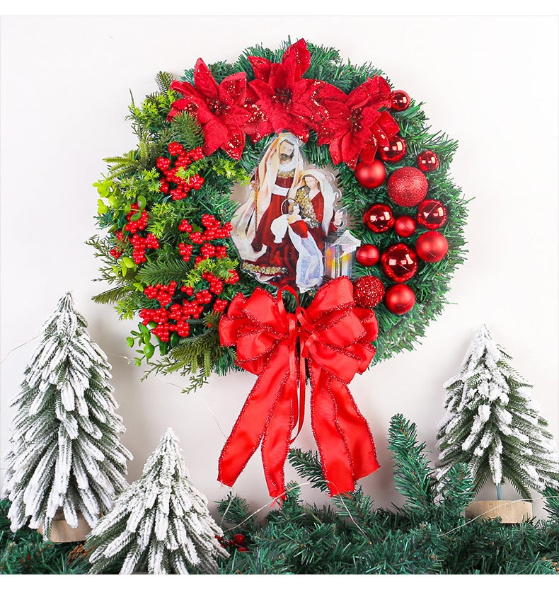 Ghirlanda natalizia, ghirlanda per porta d'ingresso, decorazione da parete, decorazione autunnale e invernale per finestre, adatta per tavoli, 40 cm - 3