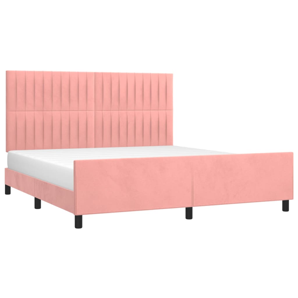 Cadre de lit sans matelas rose 160 x 200 cm velours - 3