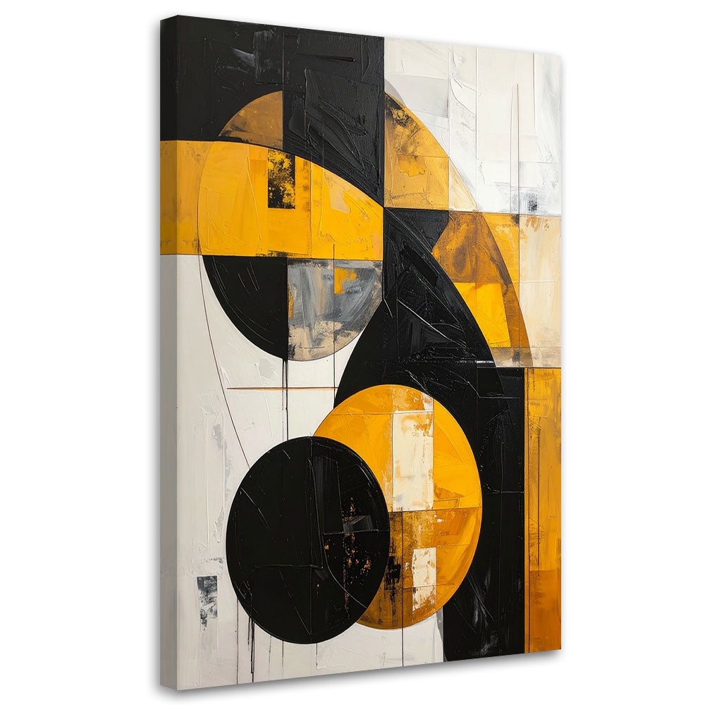Obraz do salonu sypialni biura loftu, Geometryczna imitacja tekstury zółty czarny 40x60