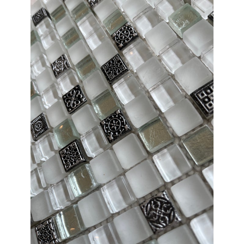 Mozaika z siatki kamiennej, szklanej i metalowej do łazienki, kuchni, na ścianę i podłogę - grubość 8 mm - 30x30x0,8 cm 1MQ