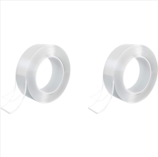 Nanoruban réutilisable, transparent sur les deux côtés sans traces, lavable, résistant au collage, 2mm x 3cm x 3M (lot de 2)