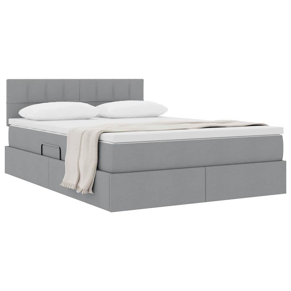 Lit avec rangement et matelas gris clair 140 x 200 cm velours - 3